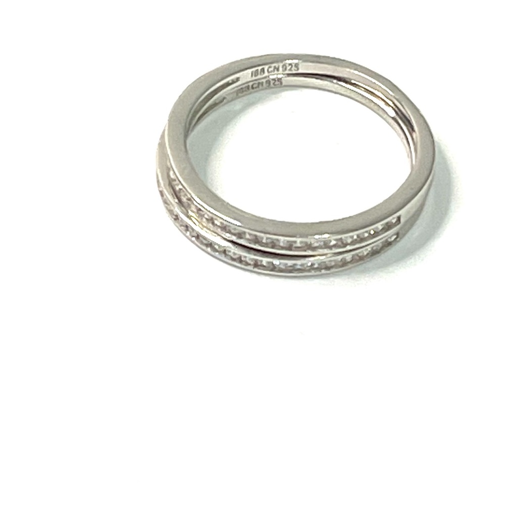 Set of 2 Cubic Zirconia Sterling Silver Bands